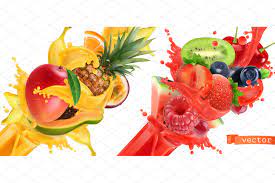 Fruit Burst Splash Of Juice Vector Fruit Tropical Fruits Mixed Berries