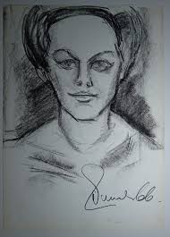 Italian School Drawing Signed 1966 Ritratto maschile o femminile 47x34cm  Firmato