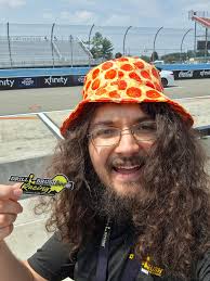We're in Brayton Laster 's pit box for ARCA Menards Series racing at  Watkins Glen International ! We're rocking the pizza hat in support!