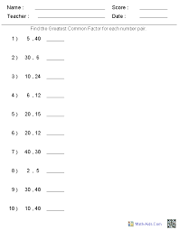 Factors Worksheets Printable Factors And Multiples Worksheets