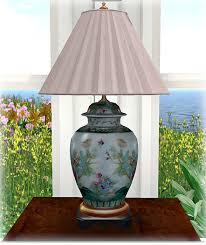 Beautifully colored textured ginger jar with teal background featuring pink, yellow, and orange flowers. Second Life Marketplace Copy Chinese Floral Ginger Jar Lamp Mesh