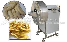 The slices are kept in the water, so that they don't darken. Long Plantain Chips Slicer Machine For Cutting Banana