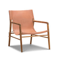 Leather sling lounge chair diy build you. Norah Leather Sling Teakwood Armchair In Natural Tan