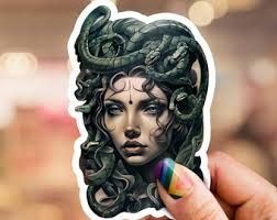 Medusa Sticker, medusa snake sticker, snake sticker, mythical decal,  Serpentine Design, gothic sticker, gothic art, dark art design