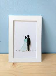Couple Pebble Art Sea Glass Art Anniversary Gift Wedding Gift Engagement Gift Christmas Gift Unframed 5 By 7 B Pebble Art Sea Glass Art Sea Glass Crafts