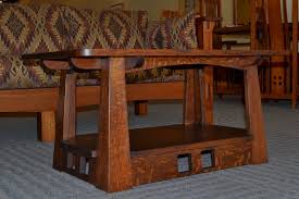 Mission style coffee table with glass top. Limbert Craftsman Coffee Table