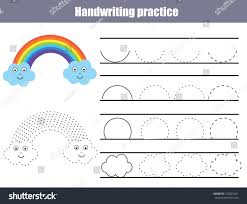 Handwriting Practice Sheet Educational Children Game Printable Worksheet For Kids Wri Kids Worksheets Printables Handwriting Practice Sheets Rainbow Writing