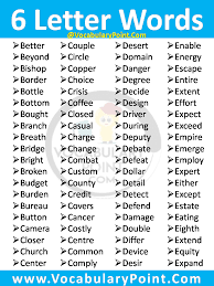 Please see our crossword & codeword, words with friends or scrabble word helpers if that's what you're looking . Six Letter Words In English Vocabularypoint Com