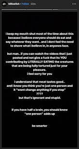 Bad guy singer billie eilish showed off her once unseen tattoo on may 2 during a photoshoot with british vogue magazine.the grammy winner previously said fans would probably never see the. Is Billie Eilish Vegan Billie Eilish Tumblr Post