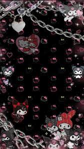 We've gathered more than 5 million images uploaded by our users and sorted. Sanrio Goth Wallpaper Hellokitty Kuromi Mymelody Chains Pastelgrunge Grunge Aesthetic Pastelgoth Hello Kitty Kartinki Hello Kitty Oboi Milye Risunki