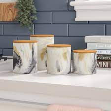 3 piece bathroom set soap dispenser modern shabby chic mason jar farmhouse decor. Ivy Bronx Modern Marble 4 Piece Kitchen Canister Set Reviews Wayfair