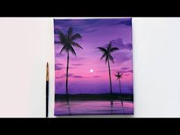 Pink Sunset Clouds Easy Sunset Acrylic Painting Tutorial For Beginners Relaxing Painting Sunset Painting Acrylic Cloud Painting Acrylic Sunset Painting