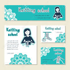 Collection by design my knit. Vector Set Of Cards Template For Knitting School Yarn Shop Flat Icon Knitter Girl Set Of Template For Business Card Information Banner Poster Magazine Presentation Web Site Royalty Free Cliparts Vectors And