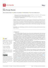 Los escape rooms educativos o breakouts edus son herramientas para facilitar el aprendizaje a través de un juego tipo escape room o breakout. Pdf Edu Escape Rooms