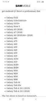 After a samsung android 11 update roadmap from egypt emerged earlier this month, a new list from germany has now surfaced. Samsung Listed Android Q Update Device Samsung Members