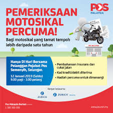 Pos Malaysia Berhad On Twitter Pemeriksaan Motosikal Percuma Bagi Motosikal Yang Telah Tamat Tempoh Melebihi 1 Tahun Datanglah Ke Pejabat Pos Semenyih Selangor Pada 12 Januari 2019 Jumpa Ada Disana Https T Co Sykpr1es1h