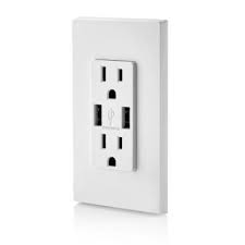 Leviton Decora 15 Amp Combination Duplex Receptacle And Usb Charger White 2 Pack P05 T5632 2pk The Home Depot Leviton Electrical Outlets Kitchen Outlets