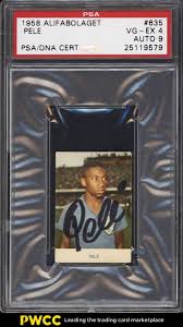 #7 mickey mantle, 1952 topps (baseball) known as the commerce comet or the mick, this new york yankee's trading card was sold for $282,587. 1958 Alifabolaget Soccer Pele Rookie Rc Psa Dna 9 Auto 635 Psa 4 Vgex Pwcc Trading Cards Sports Trading Cards Pele