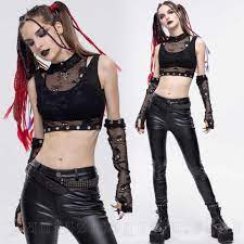 Skull Girl Crop Top And Gloves By Devil Fashion Brand