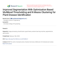 PDF) Improved Segmentation With Optimization Based Multilevel Thresholding  and K-Means Clustering for Plant Disease Identification