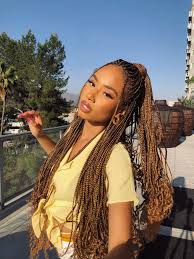 Multicolor Black And Blonde Knotless Braids Symphani Soto Box Braids Hairstyles Braided Hairstyles Blonde Box Braids