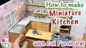 Diy Miniature Kitchen Room For Dollhouse How To Make A Miniature Kitch Miniature Kitchen Diy Dollhouse Furniture Dollhouse Miniatures Kitchen