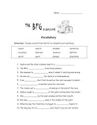 The Bfg Vocabulary Worksheet Vocabulary Worksheets Middle School Grammar Worksheets The Bfg Book