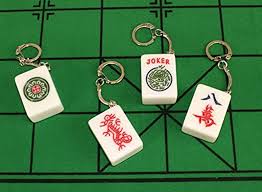 Amazon.com: Set of 4 Acrylic Real Mahjong Tile Keychains White Elephant  Gift Ma-Jiang Joker, Red Dragon, Flower, Character Eight : Toys & Games