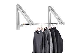 Get this space saving 4ft wall mounted clothes rail from caraselledirect. Samione Folding Hanger Foldable Wall Mounted Clothes Rail Folding Clothes Drying Rack Stainless Steel Coat Hanger Rack Space Saving For Bedroom Bathroom Balcony Indoor Outdoor 2pcs Matt Blatt