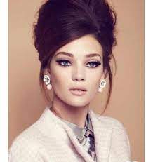 Late 60 S Early 70 S Pinup Like Look Neutral Makeup Semi Bold Eyes Hair Up Do Women S Suit Vintage Wedding Hair Retro Hairstyles Hair Styles