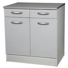 meuble de cuisine bas 2 portes 2 tiroirs gris aluminium h86 x l80 x p60 cm meuble cuisine meuble bas cuisine meuble sous evier