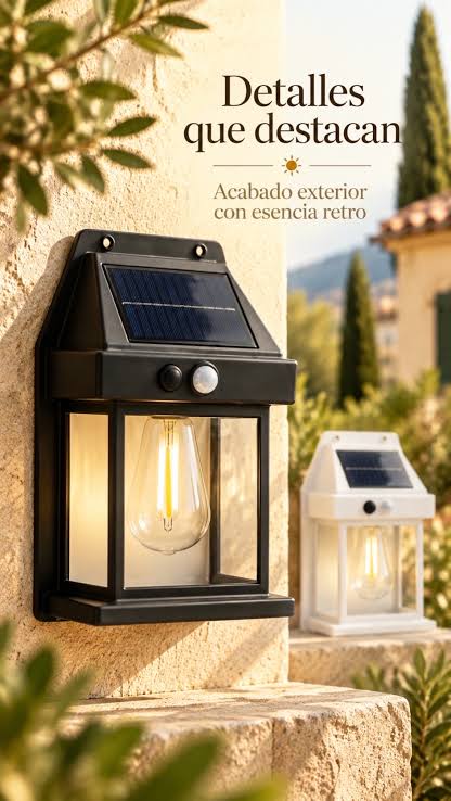 💡 Lámpara de pared solar retro con sensor de movimiento, totalmente i... |  TikTok