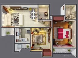 The plans show window and door locations, room sizes, cabinets and fixtures. Jika Kamu Ingin Punya Rumah Minimalis Yang Nyaman 10 Desain Rumah 3d Ini Bisa Jadi Inspirasi Hu 1 Bedroom House Plans 2 Bedroom House Design Two Bedroom House