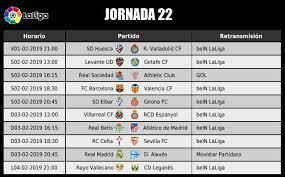 The season began on 12 september 2020 and is scheduled to conclude. Jornada 22 Liga Santander 2019 Partidos Horarios Y Tv