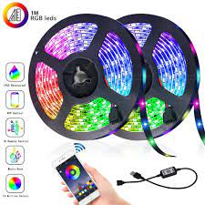 5m 4m 3m 2m 1m Led Strip Lights Bluetooth Led Light Strips Wireless Music Rgb Tape Lights With Remote Led Strip Lighting Color Changing Rope Lights Led Lights