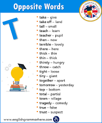 Here are a couple of ways you can get yo. Alphabetical Opposite Word List T English Grammar Here