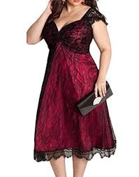 Amazon Com Vigvog Women S Elegant Plus Size Lace Overlay A Line Dress For Party Evenin Plus Size Cocktail Dresses Lace Dress With Sleeves Plus Size Lace Dress