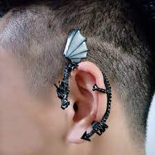 Amazon.com: Black Dragon Ear Wrap Earrings for Women Piercing Men Gothic  Punk Dragon Cuff Glowing Stud Earring Fashion: Clothing, Shoes & Jewelry