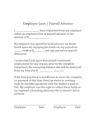 Application for advance salary in english to company, office, boss or job for domestic purposes. Employee Loan Agreement Form Templates At Allbusinesstemplates Com