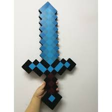 Do you like my sword? Minecraft Large Blue Diamond Sword Pickaxe Axe Eva Weapons Shopee Philippines