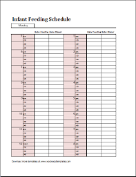 Infant Feeding Schedule Template Ms Excel Word Excel