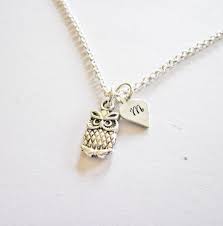 Personalized Owl Necklace Initial Necklace Personalized Etsy Initial Necklace Hand Stamped Necklace Owl Necklace