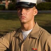 Pfc. Austin Schumann, honor graduate for Platoon 3065,
