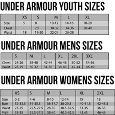 Prototypical Size Chart For Youth Under Armour Under Armour