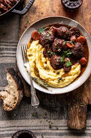 30 Minute Coq Au Vin Chicken Meatballs With Browned Butter Mashed Potatoes Half Baked Harvest In 2020 Coq Au Vin Huhnerfleischballchen Kartoffelpuree