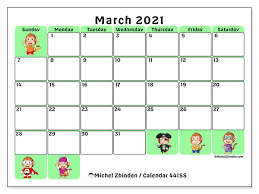Alternatively, right click and open the image in a new browser tab to print directly from your browser. March 2021 Calendars Sunday Saturday Michel Zbinden En
