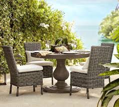Geneva Concrete Round Dining Table Amp Huntington Dining Chair Set Round Outdoor Dining Table Wicker Dining Chairs Patio Dining Furniture
