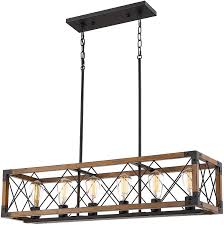 Also whenever anyone was walking on the floor above , the light pendant would shake and move around. Beionxii Kitchen Island Lighting 35 5 Inch 6 Light Farmhouse Linear Chandelier For Dining Room Pool Table Pendant Light Fixture Wood Grain Finish Amazon Com