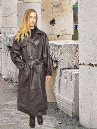 Higgs Leathers 32 To 48 Bust Kathy Ladies Dark Brown Leather Trench Coat Leather Coat Womens Long Leather Coat Leather Coat