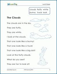 the clouds leveled story and reading comprehension worksheet k5 learning